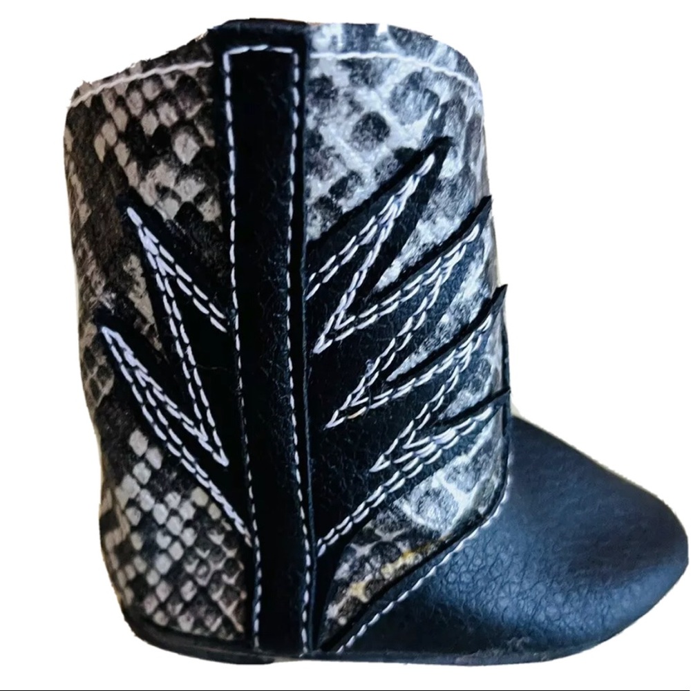 Tallinas Doll Cowboy Boots Fits 18” American Girl Black Gray Faux Snakeskin
